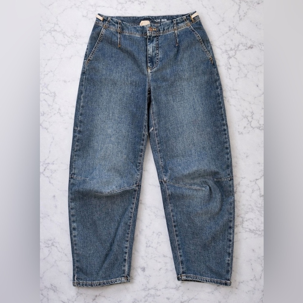 NWOT Pilcro Anthropologie Barrel Jeans High Rise Adjustable Waist Size 26